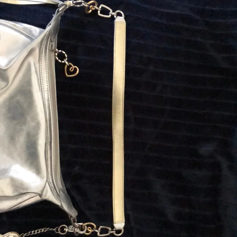 Brighton Liquid‎ Silver Shoulder Bag Reflective Metallic Baguette